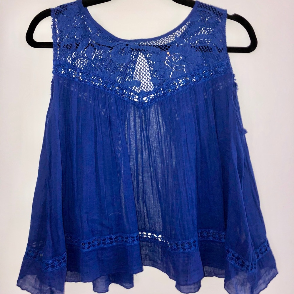 free people blue blouse